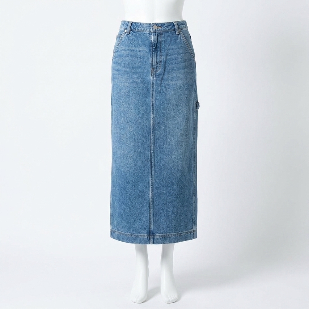 NEW FREE PEOPLE women's francisco denim maxi skirt in head over heels - Picture 1 of 3